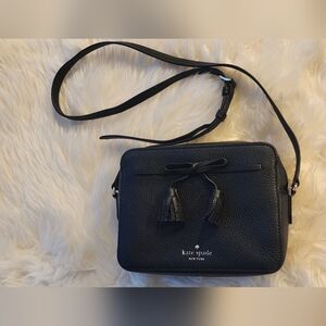 Kate Spade Black Leather Crossbody Bag with Tassels